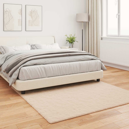 Anti-Slip Faux Rabbit Fur Rug OLITE Taupe 120 x 120 cm