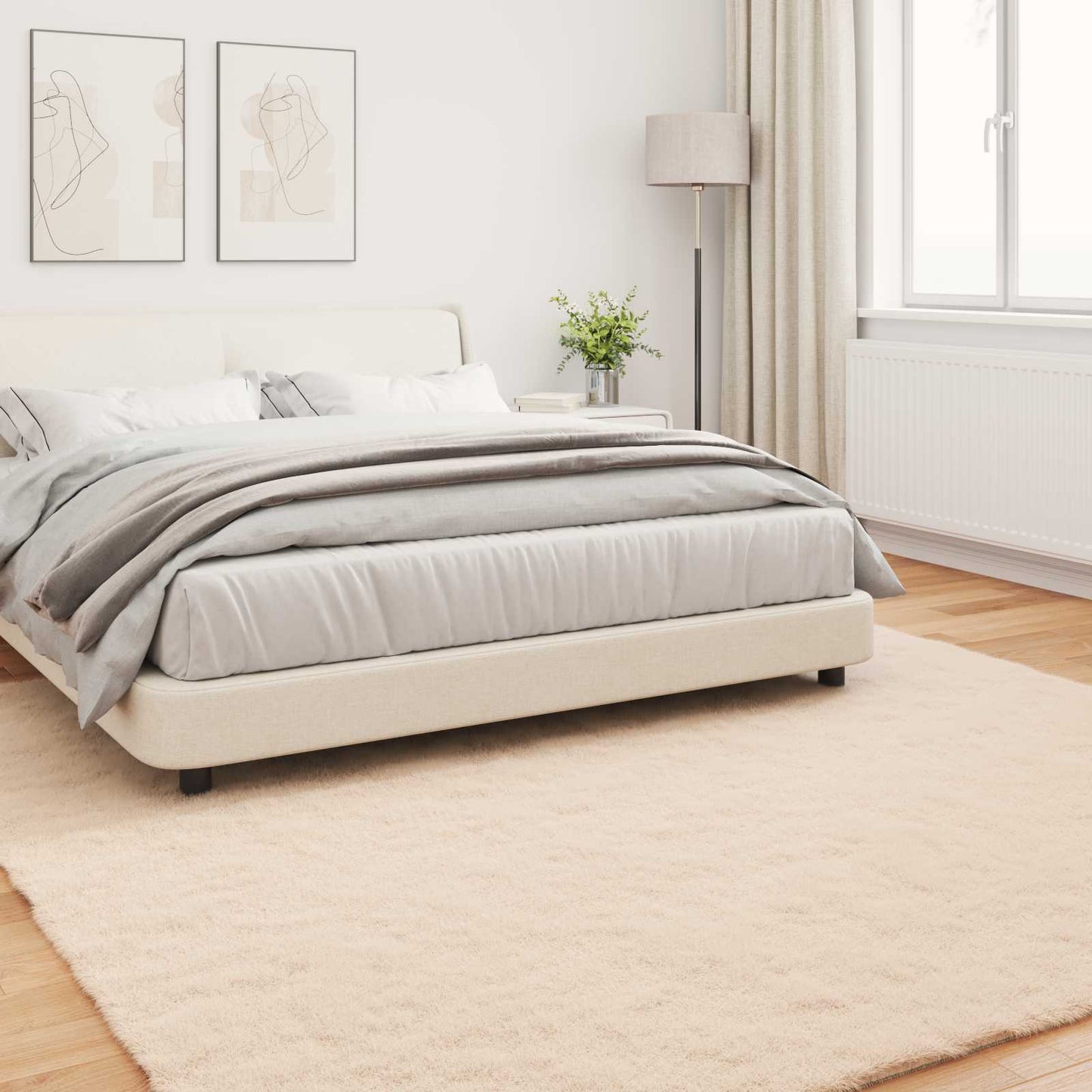 Anti-Slip Faux Rabbit Fur Rug OLITE Taupe 240 x 240 cm