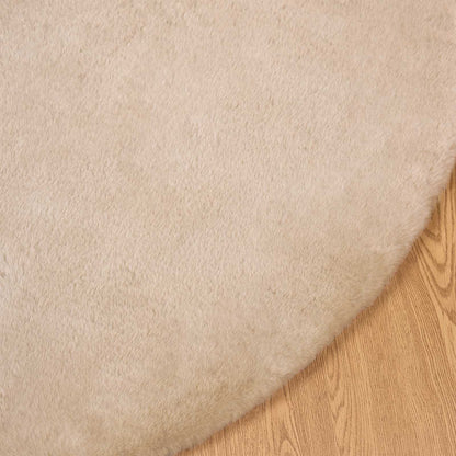 Anti-Slip Faux Rabbit Fur Rug OLITE Taupe Ø 100 cm Polyester