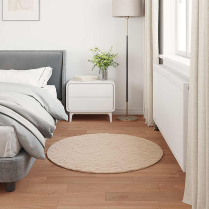 Anti-Slip Faux Rabbit Fur Rug OLITE Taupe Ø 120 cm Polyester