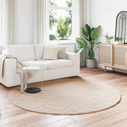 Anti-Slip Faux Rabbit Fur Rug OLITE Taupe Ø 160 cm Polyester