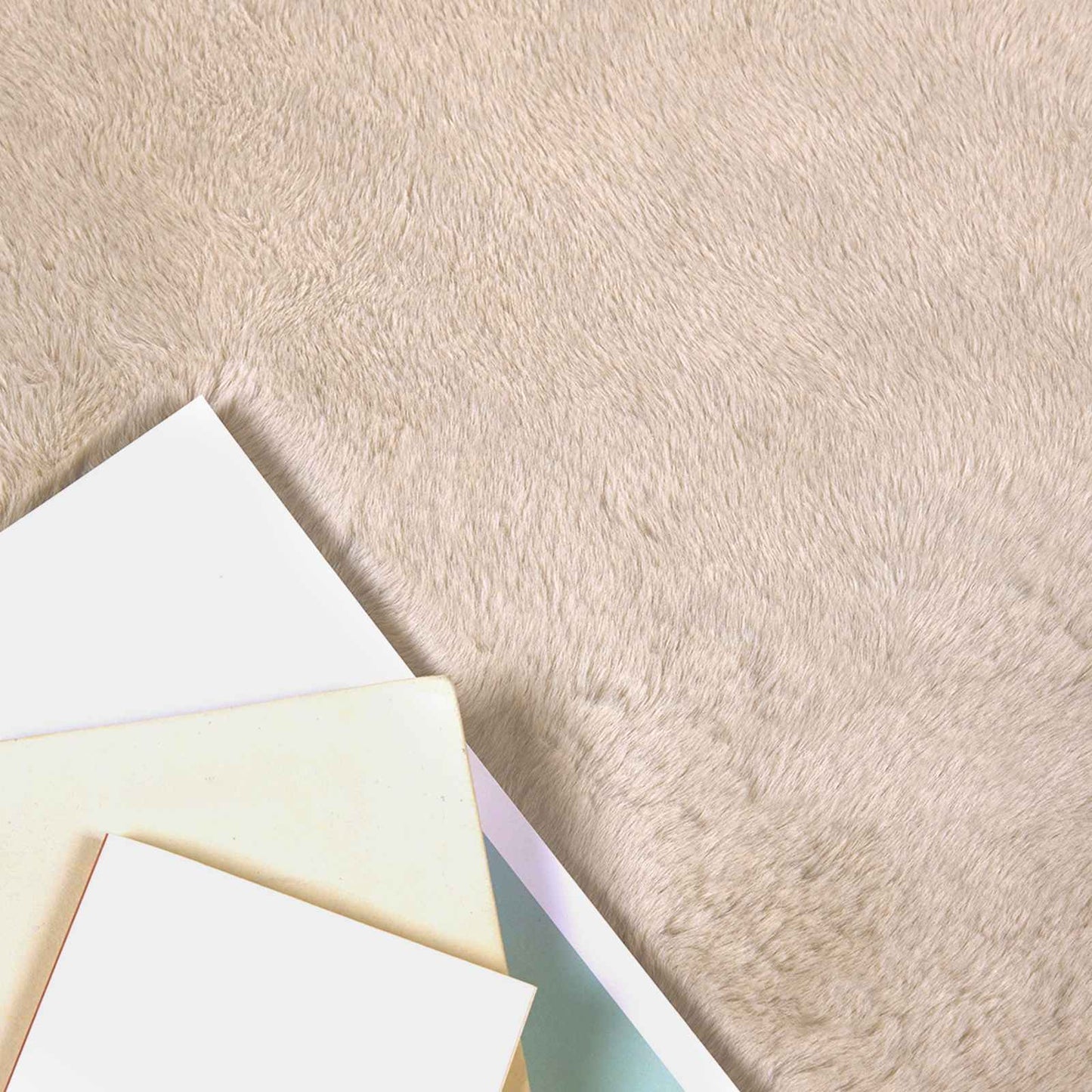 Anti-Slip Faux Rabbit Fur Rug OLITE Taupe Ø 160 cm Polyester