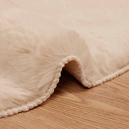 Anti-Slip Faux Rabbit Fur Rug OLITE Taupe Ø 200 cm Polyester