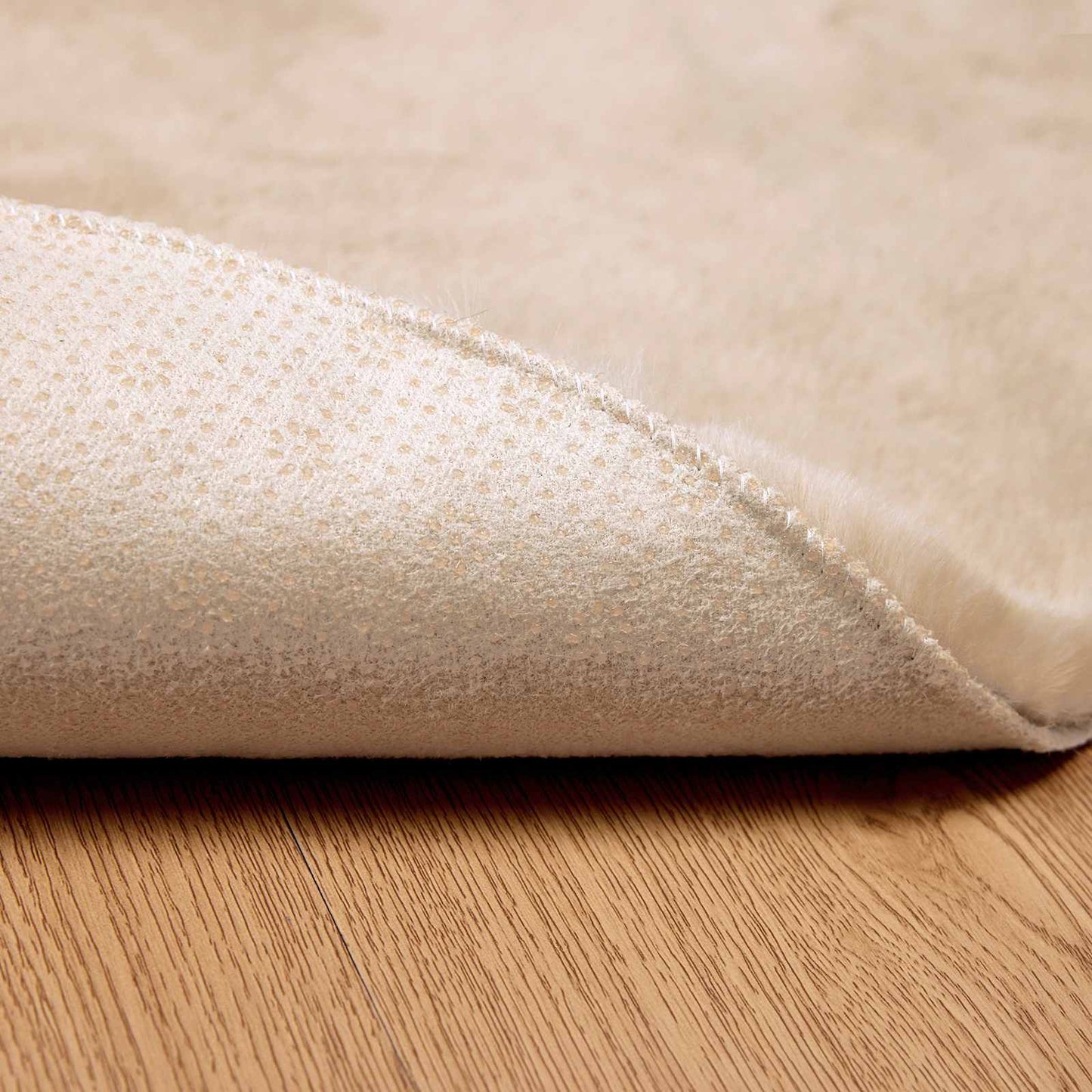 Anti-Slip Faux Rabbit Fur Rug OLITE Taupe Ø 200 cm Polyester