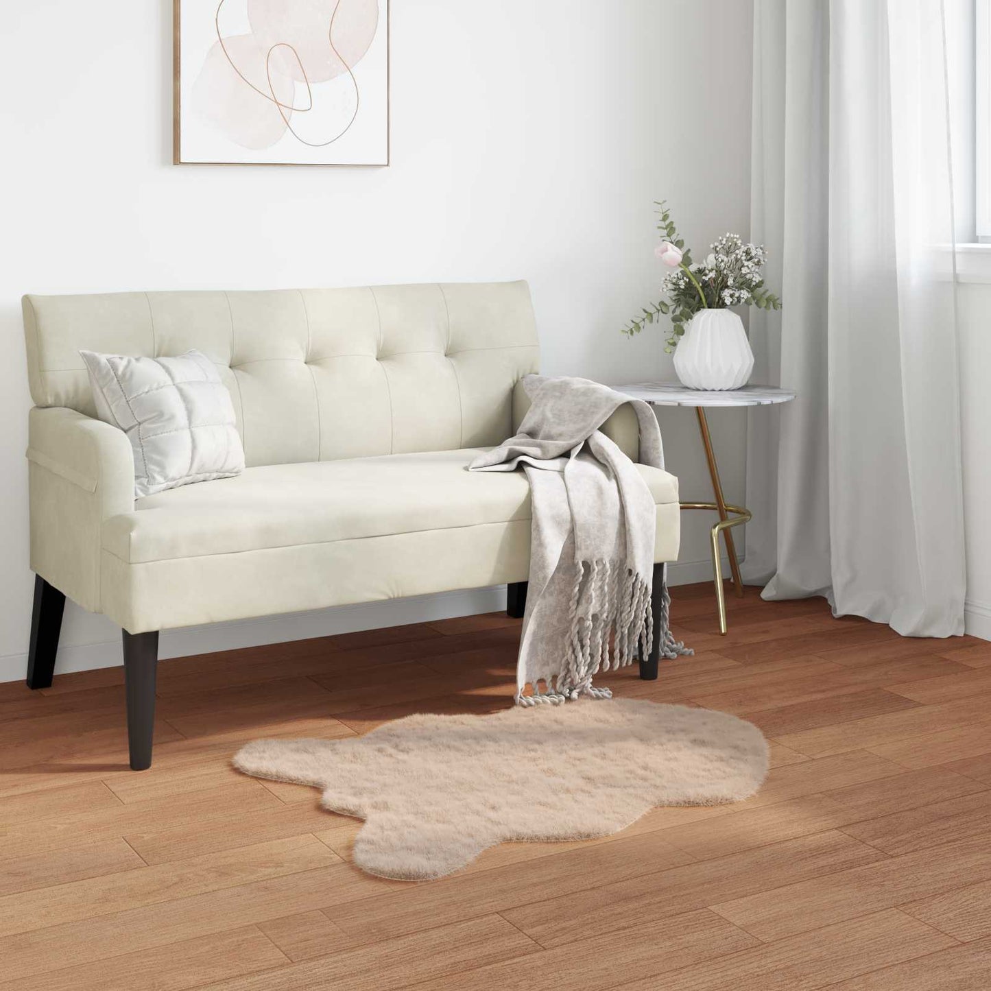 Anti-Slip Faux Rabbit Fur Rug OLITE Taupe 50 x 80 cm Polyester