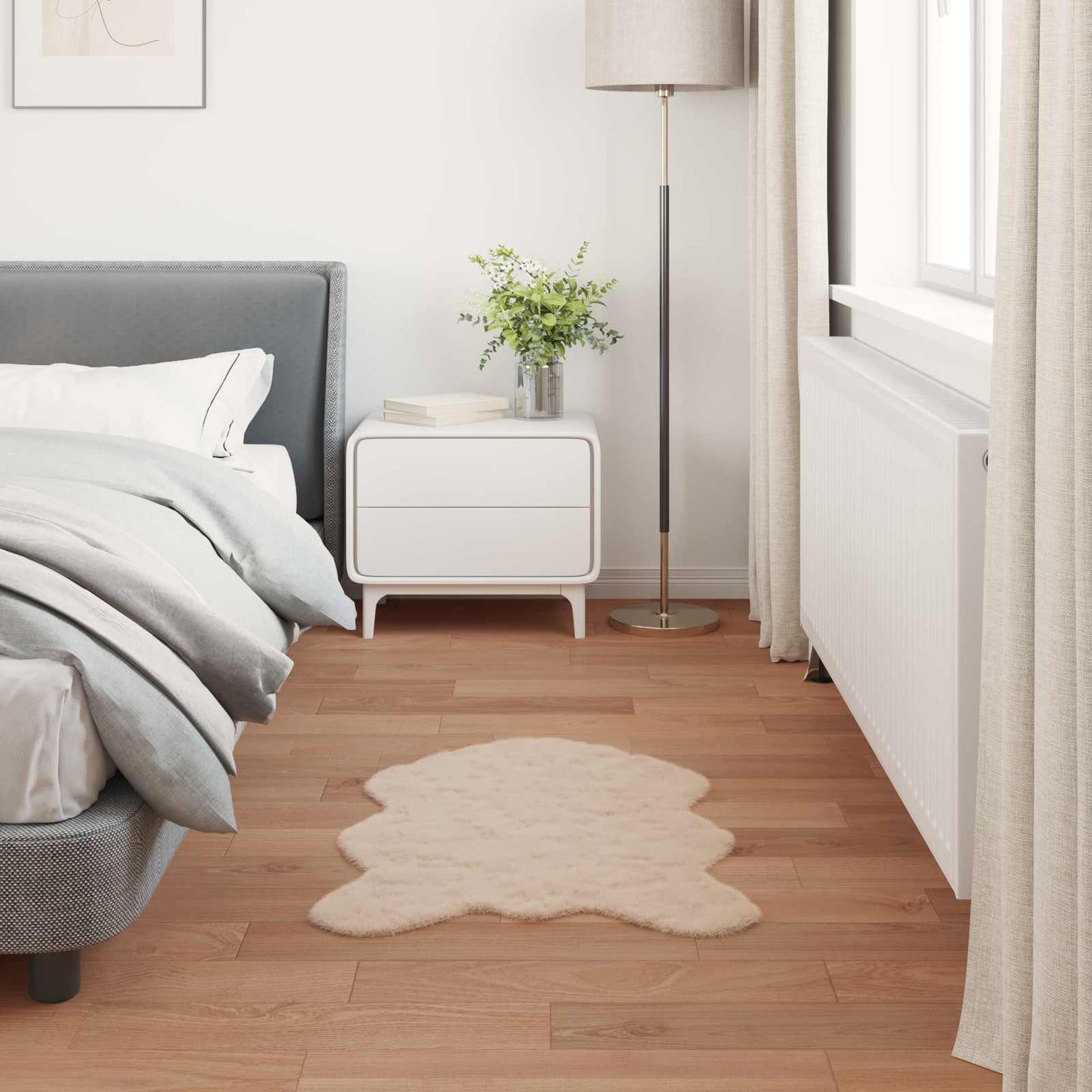 Anti-Slip Faux Rabbit Fur Rug OLITE Taupe 50 x 80 cm Polyester
