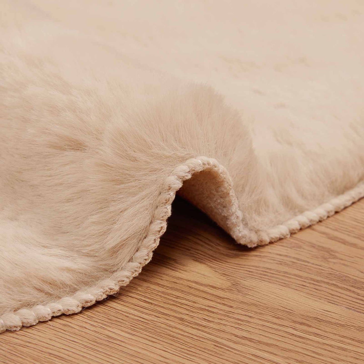 Anti-Slip Faux Rabbit Fur Rug OLITE Taupe 60 x 90 cm Polyester