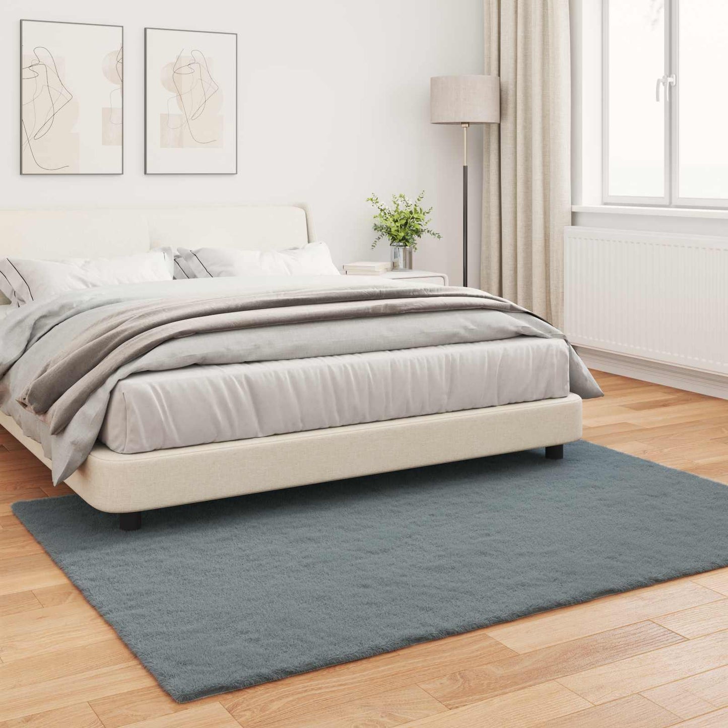Anti-Slip Faux Rabbit Fur Rug OLITE Anthracite 160 x 230 cm