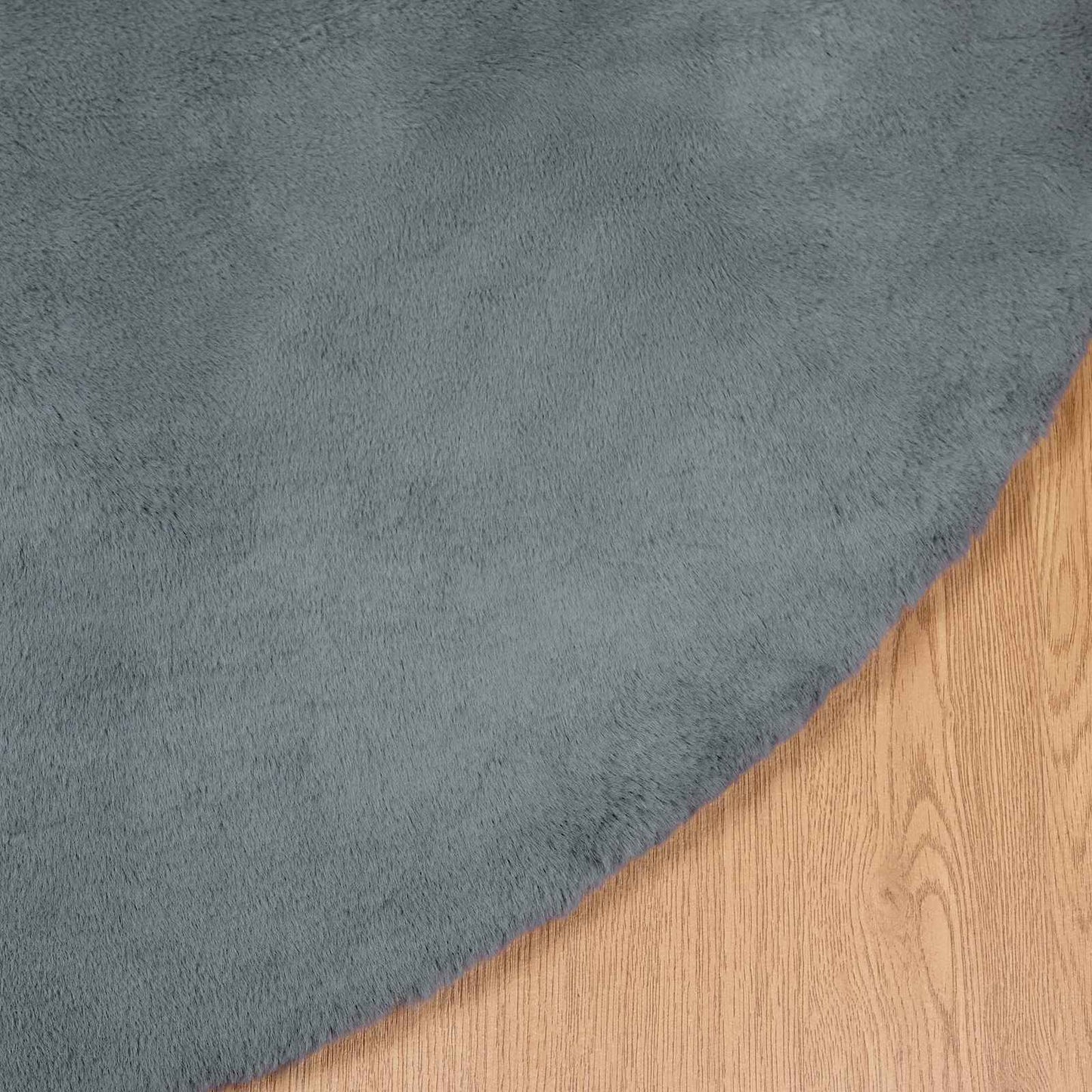 Anti-Slip Faux Rabbit Fur Rug OLITE Anthracite Ø 80 cm