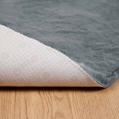 Anti-Slip Faux Rabbit Fur Rug OLITE Anthracite Ø 80 cm