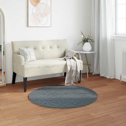 Anti-Slip Faux Rabbit Fur Rug OLITE Anthracite Ø 80 cm