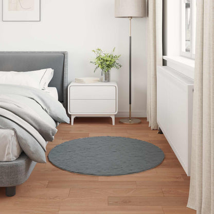 Anti-Slip Faux Rabbit Fur Rug OLITE Anthracite Ø 120 cm