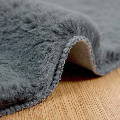Anti-Slip Faux Rabbit Fur Rug OLITE Anthracite Ø 160 cm