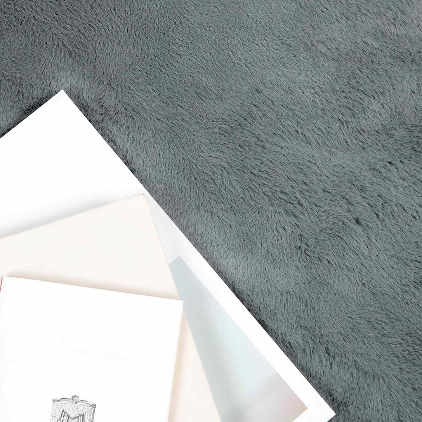 Anti-Slip Faux Rabbit Fur Rug OLITE Anthracite 60 x 90 cm