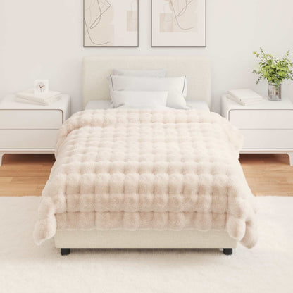 Anti-Slip Faux Rabbit Fur Blanket Olite 4 pcs Beige Polyester