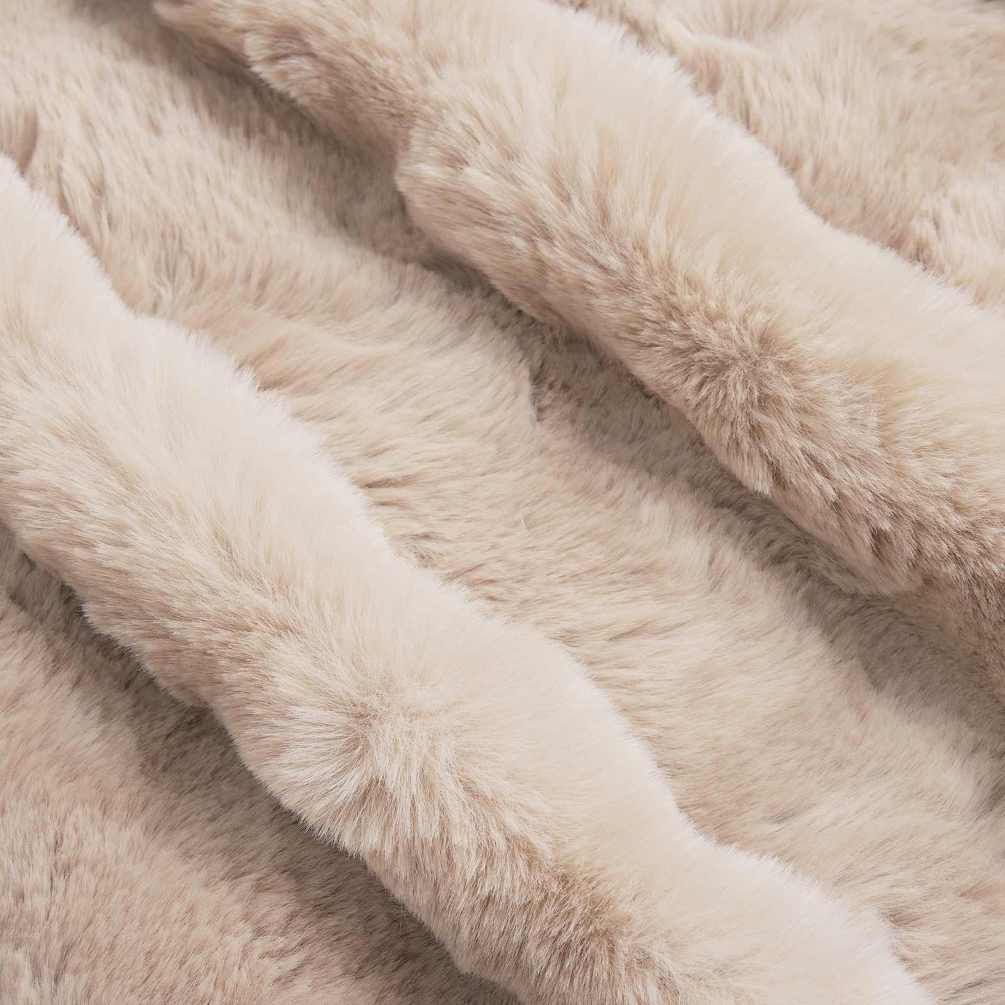 Anti-Slip Faux Rabbit Fur Blanket Olite 4 pcs Beige Polyester