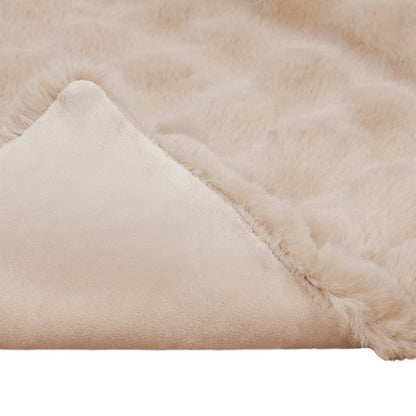 Anti-Slip Faux Rabbit Fur Blanket Olite 4 pcs Beige Polyester