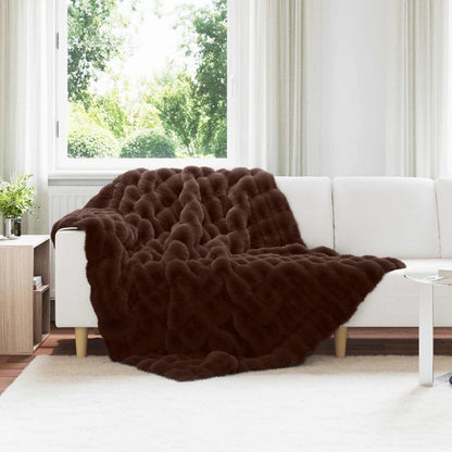 Anti-Slip Faux Rabbit Fur Blanket Olite Camel 150 x 220 cm