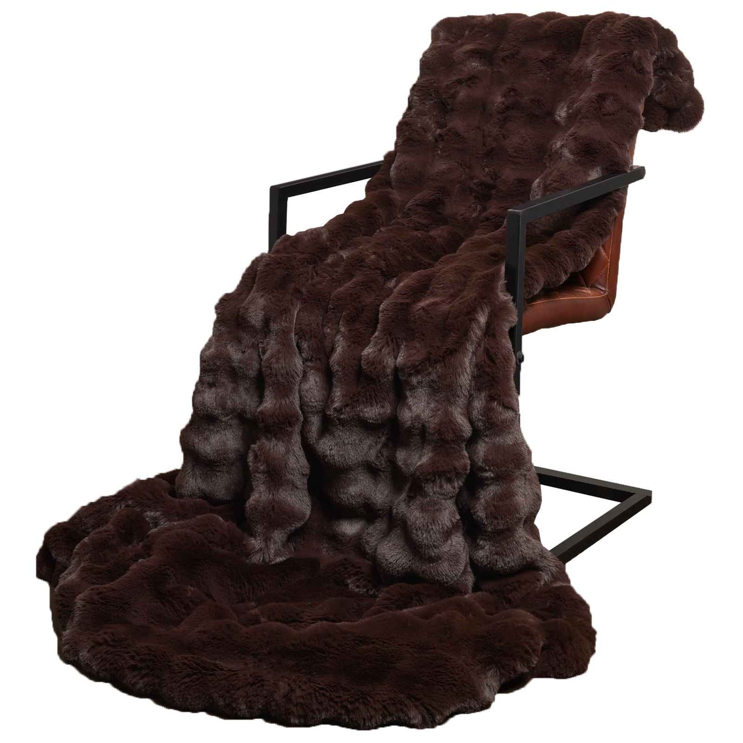 Anti-Slip Faux Rabbit Fur Blanket Olite Camel 150 x 220 cm