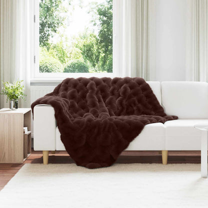 Anti-Slip Faux Rabbit Fur Blanket Olite 4 pcs Camel Polyester