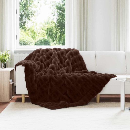 Anti-Slip Faux Rabbit Fur Blanket Olite 4 pcs Camel 13.65 kg