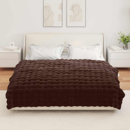 Anti-Slip Faux Rabbit Fur Blanket Olite 4 pcs Camel Polyester
