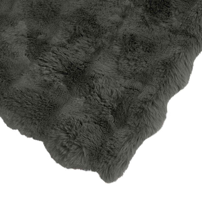 Anti-Slip Faux Rabbit Fur Blanket Olite 4 pcs Dark Grey