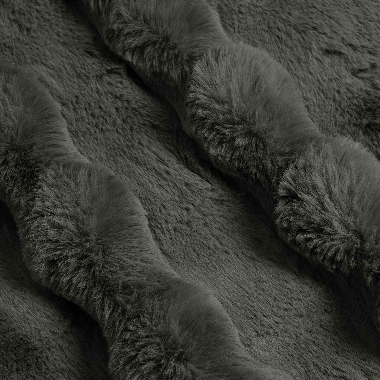 Anti-Slip Faux Rabbit Fur Blanket Olite 4 pcs Dark Grey