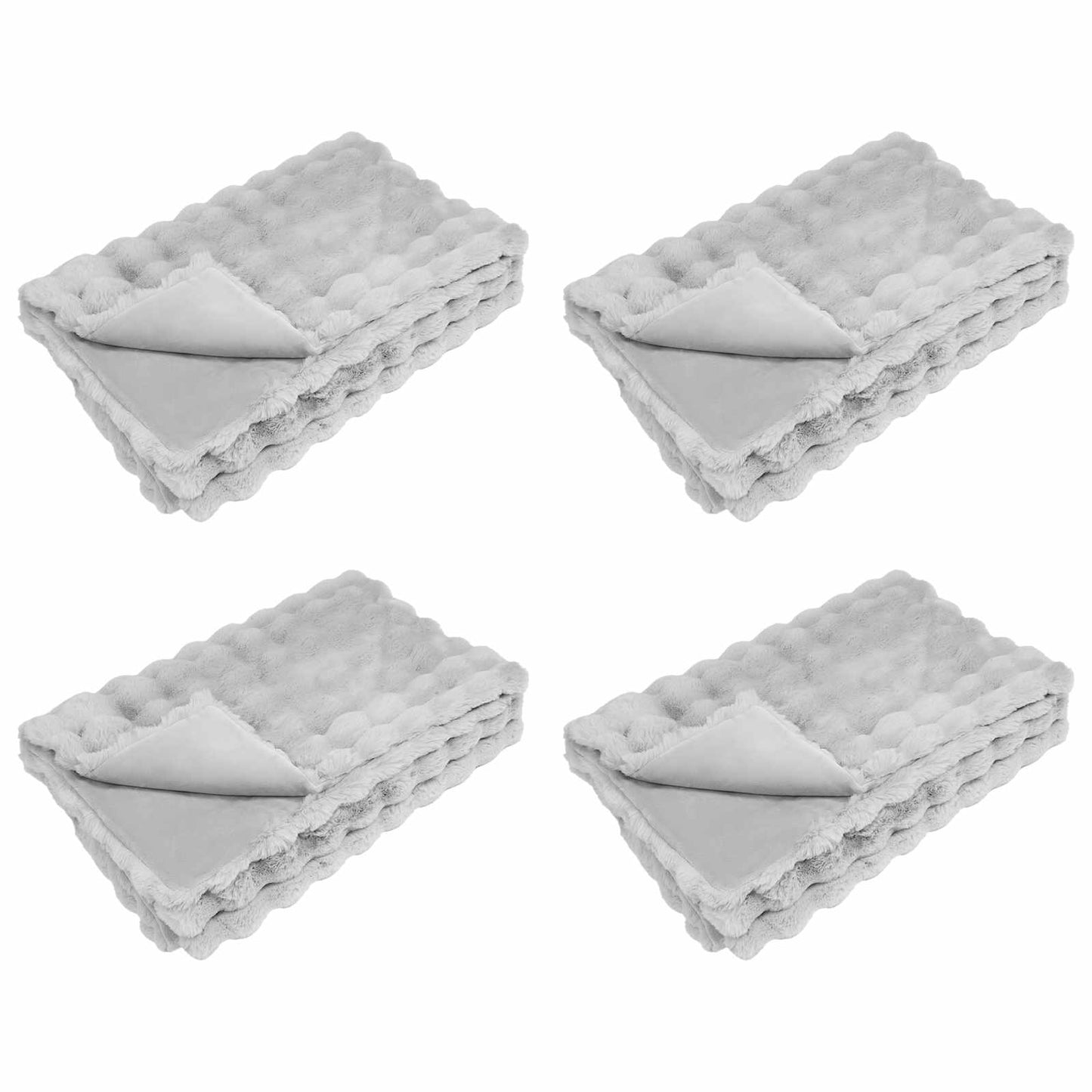 Anti-Slip Faux Rabbit Fur Blanket Olite 4 pcs Grey 150 x 220 cm