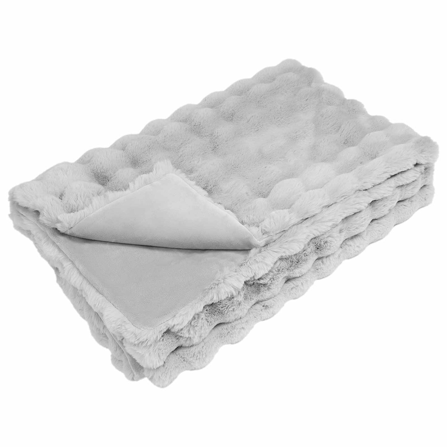 Anti-Slip Faux Rabbit Fur Blanket Olite 4 pcs Grey 150 x 220 cm