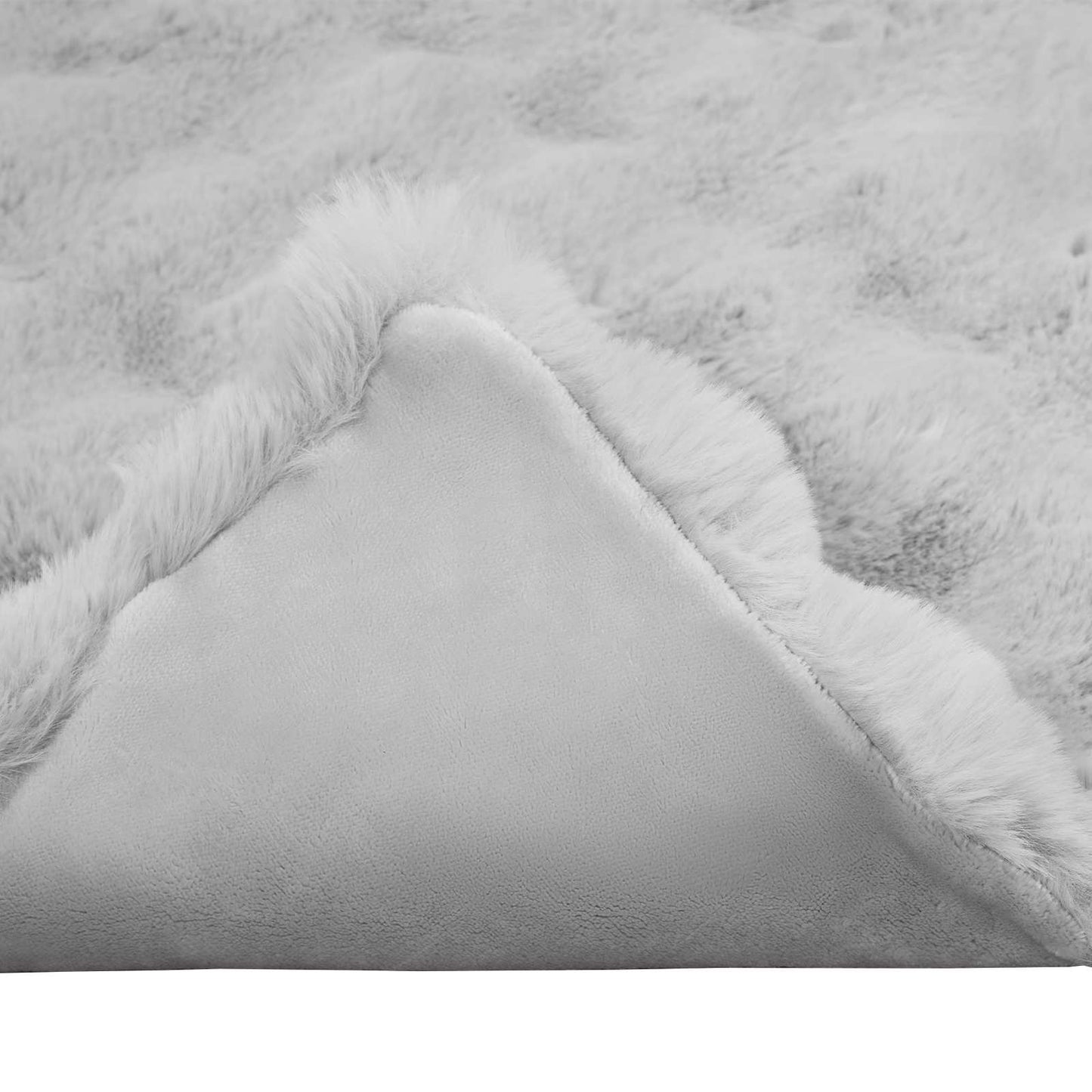 Anti-Slip Faux Rabbit Fur Blanket Olite 4 pcs Grey 240 x 270 cm