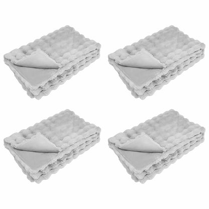 Anti-Slip Faux Rabbit Fur Blanket Olite 4 pcs Grey 240 x 270 cm