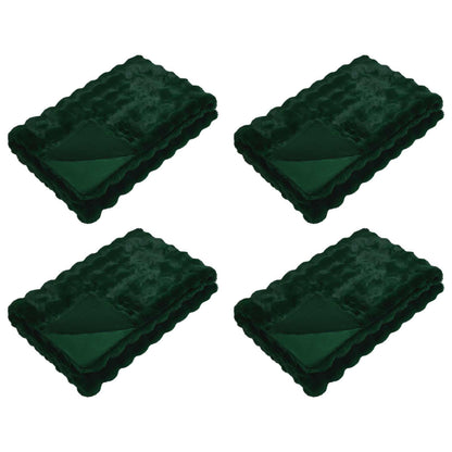 Anti-Slip Faux Rabbit Fur Blanket Olite 4 pcs Dark Green