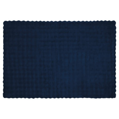 Anti-Slip Faux Rabbit Fur Blanket Olite Marine Blue Polyester