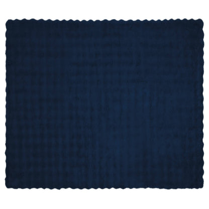 Anti-Slip Faux Rabbit Fur Blanket Olite Marine Blue Polyester