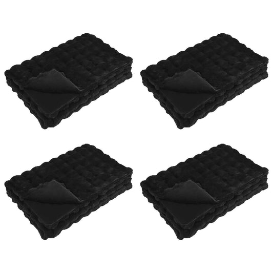 Anti-Slip Faux Rabbit Fur Blanket Olite 4 pcs Black 8.1 kg