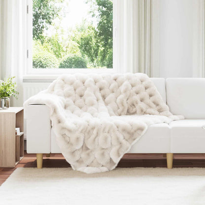 Anti-Slip Faux Rabbit Fur Blanket Olite 4 pcs White Polyester