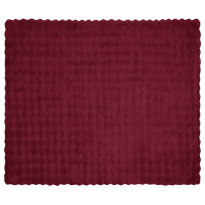 Anti-Slip Faux Rabbit Fur Blanket Olite Bordeaux Red Polyester
