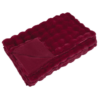 Anti-Slip Faux Rabbit Fur Blanket Olite Bordeaux Red Polyester