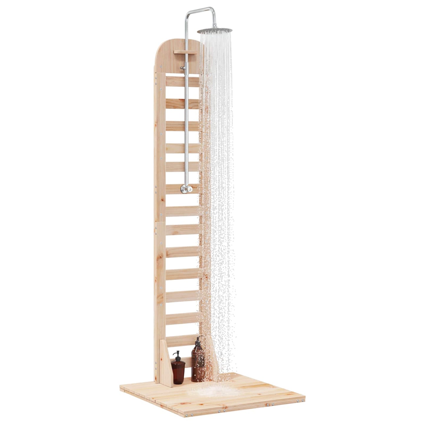 Outdoor Shower 223 cm Solid Pine Wood and Stainless Steel