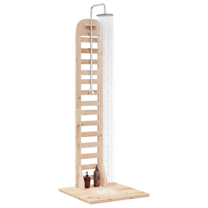 Outdoor Shower 223 cm Solid Pine Wood and Stainless Steel