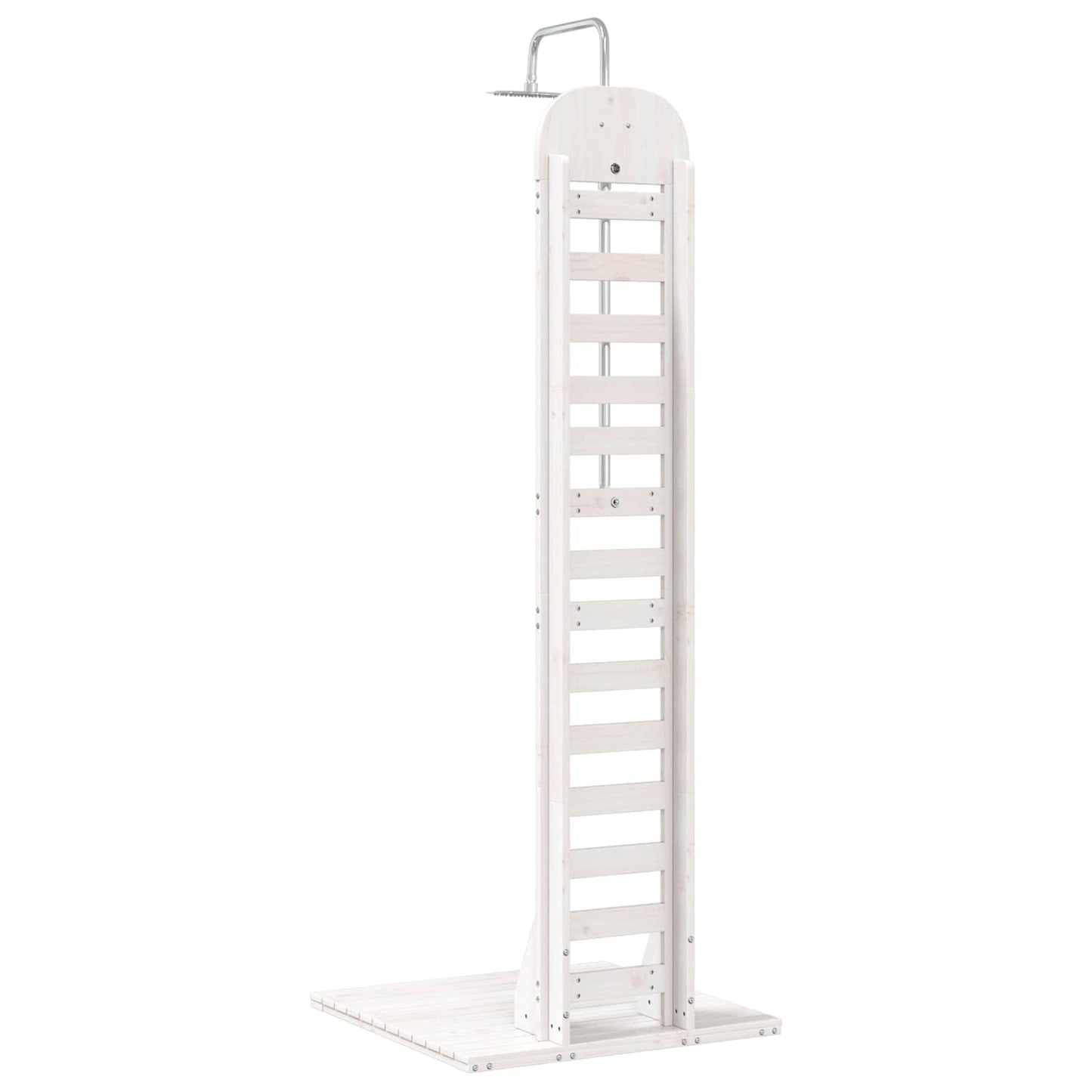 Outdoor Shower 223 cm Solid Pine Wood and Stainless Steel White