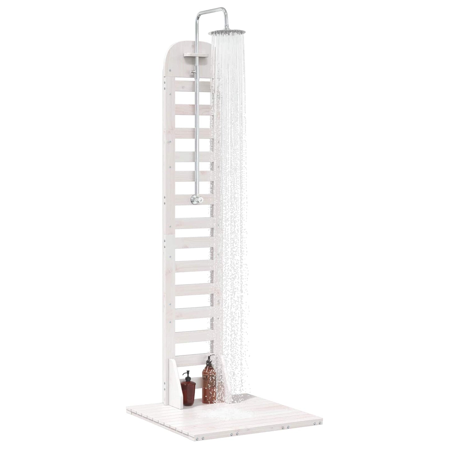 Outdoor Shower 223 cm Solid Pine Wood and Stainless Steel White