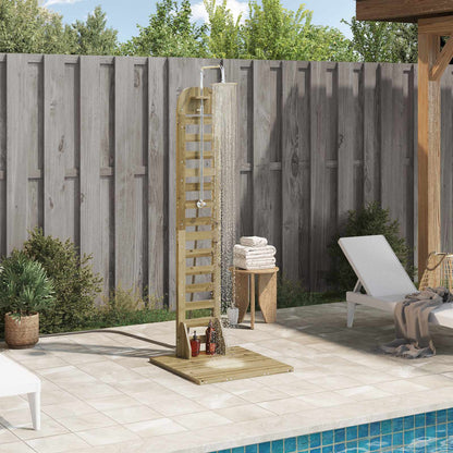 Outdoor Shower 223 cm Impregnated Pine Wood and Stainless Steel