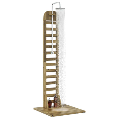 Outdoor Shower 223 cm Impregnated Pine Wood and Stainless Steel