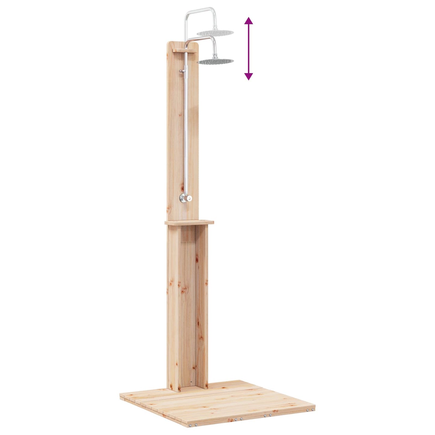 Outdoor Shower 206 cm Solid Pine Wood and Stainless Steel