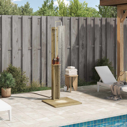 Outdoor Shower 206 cm Impregnated Pine Wood and Stainless Steel
