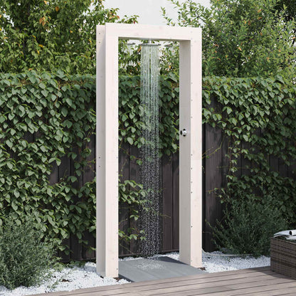 Outdoor Shower 226 cm Solid Pine Wood and Stainless Steel White