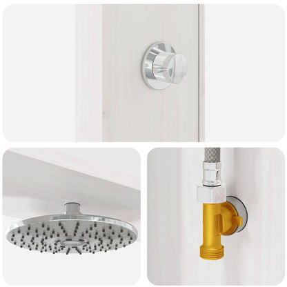 Outdoor Shower 226 cm Solid Pine Wood and Stainless Steel White