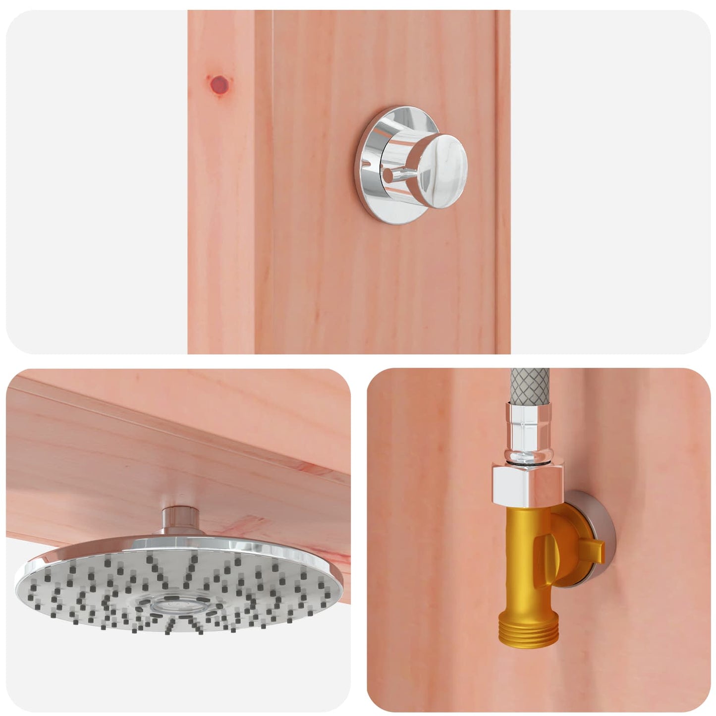 Outdoor Shower 226 cm Solid Douglas Wood and Stainless Steel